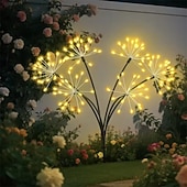 abordables Éclairage paysager-Guirlande lumineuse solaire en forme de pissenlit, effet feu d'artifice - 2 modes d'éclairage pour jardin, pelouse, camping, décoration de fête (1 pièce)