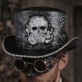 abordables Accessoires et plus-Punk &amp; Gothique Médiéval Steampunk Haut-de-forme Médecin de la peste Fleuri Crâne Déguisement Homme Fantaisie Halloween Carnaval Performance LARP Foire de la Renaissance Adulte Chapeau