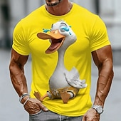  Voor heren dier Eend T-shirt Korte mouw T-shirt 3D-afdrukken Strakke ronde hals Overhemd Grappig Casual Dagelijks Straat blauw Wit Geel Zomer Lente Kleding S M L XL 2XL 3XL