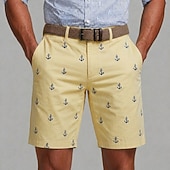 cheap Printed Shorts-Men's Nautical Anchor Bermuda Shorts Casual Shorts Golf Shorts Mid Waist Business Casual Work Beach Sports Outdoor Flat Front Shorts with 4 Pockets Designer Clothing Apparel