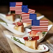 ieftine 250 de ani de la înființarea SUA-100/200 buc steaguri scobitoare în stil american, steaguri din lemn pentru scobitori, etichete alimentare cu inserții, steaguri pentru decorarea torturilor, etichete pentru vin de desert, etichete cu