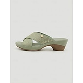 abordables Sandalias Cómodas-Sandalias de cuña con tiras cruzadas y pedrería verde para mujer: cómodas sandalias sin cordones con plantilla acolchada y tacón brillante de punta abierta, ideales para vacaciones y fiestas en el