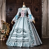 baratos Vestidos-Rococó Barroco Vestido de Baile Longo Vestidos Vestido de Baile Princesa Casamento Jacquard De Baile Decote Redondo Fantasia Mulheres Real Dia Das Bruxas Carnaval Baile de Máscaras Baile de Formatura