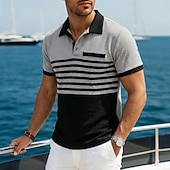 economico Polo Classico da Uomo-Per uomo Maglia da golf Polo a Maglia Waffle Casuale Affari Classico Manica Corta Moda Moderno Tinta unica A righe Blocco di colore Bottoni Primavera &amp; Estate Estate Primavera Vestibilità regolare