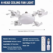 cheap Decoration Bulbs-Ceiling Fan with Light, Remote Control 3 Speeds 3 Colors 2 Timers Quiet Motor E26 E27 Bulbs, with Foldable Blades, for Living Room Bedroom