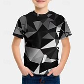 رخيصةأون رؤية 3D وهندسة الصبي-للصبيان 3D الرسم هندسي تي شيرت كنزة مطبوعة كم قصير طباعة ثلاثية الأبعاد الصيف الربيع الرياضات موضة أناقة الشارع أطفال 5-12 سنة رقبة العمل فضفاض مناسب للبس اليومي الأماكن المفتوحة عادي