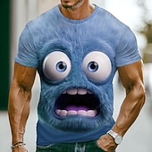 billige 3D T-skjorter-Herre Morsomme Emotes T-skjorte Kortermet T-skjorte 3D-print Rundhalset Mote Overdrevet Avslappet Daglig Gate Blå Lysegrønn Rød Sommer Vår Klær S M L XL XXL XXL
