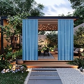 abordables Rideaux imperméables-Panneau de rideau imperméable d'extérieur bleu, rideau à œillets pour pergola, gazebo, porche, balcon, cabane de jardin, résistant aux intempéries