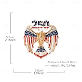  Broche met adelaar en paard ter ere van het 250-jarig jubileum, voor mannen en vrouwen, Amerikaanse patriottische boutonnière met strass-steentjes en een afbeelding van een Amerikaanse zeearend,