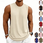 abordables Camisetas sin mangas de gimnasio-Hombre Camiseta sin mangas Chaleco Camisetas Interiores Camisa sin mangas Sin Mangas Escote Redondo Verano Primavera Plano Moda Deportivo Clásico Puro Casual Gimnasia Calle Negro Blanco Rosa Camiseta