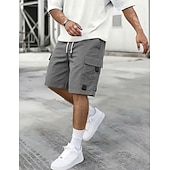 voordelige Vakantie-Voor heren Ladingbroek Cargoshorts Korte broek Casual korte broek Zak Elastische taille Effen Knielengte Casual Buiten Streetwear Modieus Streetwear Zwart Marineblauw Inelastisch