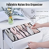 cheap Storage &amp; Organization-5-Piece Foldable Wardrobe Storage Boxes - Grid Underwear Storage Bags - Multi-Size Nylon Drawer Dividers for Underwear, Socks, and Ties, Stylish