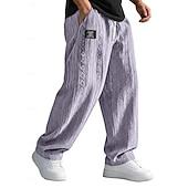 baratos calça casual-Homens Calças Calça casual Calças largas Calças texturizadas Jacquard Com Cordão Perna reta Tecido Conforto Comprimento total Casual Diário Ao ar livre Férias Moda Azul Preto Micro-Elástica