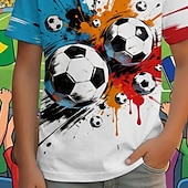 cheap Boy's 3D Sports &amp; Game-Boys' 3D Graphic Football T shirt Tee Short Sleeve 3D Print Summer Spring Sports Fashion Streetwear Kids 4-12 Years Crew Neck Casual Daily Outdoor Regular Fit