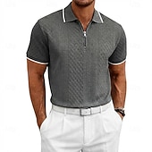 cheap Men's Classic Polo-Men's Polo Polo Shirts Casual Daily Quarter Zip Short Sleeve Fashion Basic Plain Jacquard Zipper Spring &amp; Summer Summer Spring Regular Fit Blue Black White Burgundy Navy Blue khaki Polo