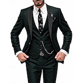  Abito da smoking da uomo bordeaux a 3 pezzi, vestibilità slim – completo per matrimonio, ballo di fine anno, cena di gala, blazer con revers a scialle e pantaloni, disponibile in nero, blu e verde.