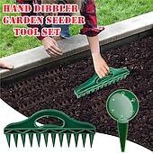 economico Giardinaggio-Set di attrezzi per seminatrice manuale da giardino, semina rapida a 12 fori, spargisemi per giardinaggio, distanziatore portatile per semi, perforatore per il terreno per piantare semi e allentare il