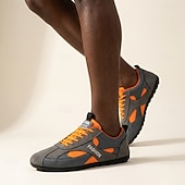 baratos Sapatos Casuais com Cadarço-Tênis esportivo masculino respirável com cadarço, nas cores cinza e laranja, ideal para corrida, fitness e um estilo de vida ativo.
