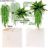 levne Umělé rostliny a zeleň-Sada umělých závěsných rostlin bostonské kapradiny, která působí jako skutečná, UV odolná, realistická umělá zeleň do interiéru &amp;venkovní, závěsný koš, zeď, terasa, veranda, zahrada, svatba &amp;bytové