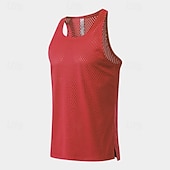 billige Løpe T-skjorter og tanktopper-Herre Ensfarget Treningstank topp Singlet til jogging Gymtopp Sommer Vår Netting Ermeløs Hurtigtørkende Komprimering Fukttransport Pustende Treningsøkt Løp Vandring Jogge Blå Svart Hvit Sports