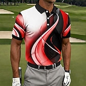 Недорогие Мужское гольф-поло-Муж. геометрический Гольф Спортивные рубашки поло Футболки поло Рубашки с воротником На каждый день Одежда для спорта и отдыха Пуговицы Весна лето Синий Черный Розовый