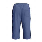 ieftine Vacanţă-Bărbați Pantaloni scurți din in Pantaloni scurți de vară Pantaloni scurți de plajă Cordon Buzunar Talie elastică Culoare solida Confort Respirabil Lungime gambă Casual Zilnic Plajă Vacanță Modă Negru