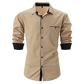 Χαμηλού Κόστους Ανδρικά πουκάμισα με κουμπιά-Ανδρικά Πουκάμισο Επίσημο Πουκάμισο Πουκάμισο με κουμπιά Μη σιδερένιο πουκάμισο Συνδυασμός Χρωμάτων Causal Καθημερινά Θαλασσί Λευκό Ροζ Χακί Μακρυμάνικο Απορρίπτω Άνοιξη Άνοιξη &amp; Χειμώνας Ρούχα