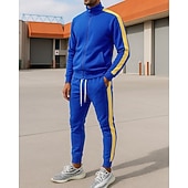 رخيصةأون بدلات رياضية-رجالي بدلة رياضية بذلة الهرولة مجموعات بدلات رياضية افتح السحاب ألوان متناوبة أطقم ملابس رياضية خريف &amp; شتاء أسود أصفر الخارج السفر رياضات دافئ كم طويل رياضة ألبسة رياضية مرن نسبياً عادي