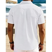 economico Vacanza-Per uomo Camicia Camicia di lino Camicia Estiva Camicia da Spiaggia Camicia con Bottoni Semplice Vacanza Ferie Nero Bianco Blu marino Azzurro cielo Manica Corta Collo a Lancia Estate Primavera