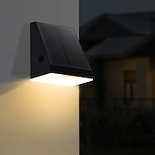 billige Vegglamper til utendørsbruk-2 stk. utendørs solcelledrevne IP65 vanntette LED-vegglamper med bevegelsessensor, vaskelys for hage, terrasse, gårdsplass, gjerde, trapper, veranda, terrasse, dekorativ utendørs LED-belysning med
