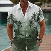 economico Piante tropicali-Per uomo Albero di Cocco Colore sfumato Piante Tropicali Camicia hawaiana estiva Camicie tropicali Camicia Aloha Manica Corta Hawaiano Vacanza Abbigliamento mare Estate Primavera Collo ripiegato