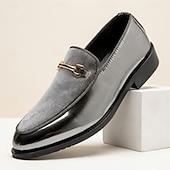 abordables Mocassins-Mocassins gris et noirs à bout pointu pour homme, chaussures habillées élégantes et confortables, style tendance pour hommes, événements professionnels, mariages, fêtes et soirées.