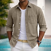 economico Camicie casual eleganti da uomo-Camicia SoftFade™ da uomo camicia casual camicia sbiadita tinto in capo 100% cotone camicia lavata in acido nera verde chiaro bordeaux blu navy blu maniche lunghe camicia semplice colletto