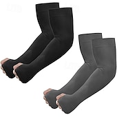 cheap Home Supplies-2 Pairs UV Sun Protection Arm Sleeves with Thumb Hole for Men Women Youth, Cooling Sleeve to Cover Tattoo, Mid-Compression