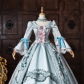 baratos Vestidos-Rococó Barroco Vestido de Baile Longo Vestidos Vestido de Baile Princesa Casamento Jacquard De Baile Decote Redondo Fantasia Mulheres Real Dia Das Bruxas Carnaval Baile de Máscaras Baile de Formatura