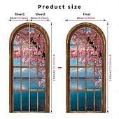 cheap Wall Stickers-2d Flat Window Landscape Pattern Arched Wall Sticker, Pvc Self-Adhesive Removable, Suitable For Living Room, Bedroom And Other Home Decoration