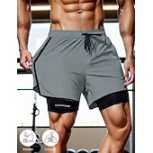 cheap Casual Shorts-Men's Shorts Casual Shorts Athletic Short Pocket Elastic Waist 2 in 1 Plain Solid Quick Dry Breathable Short Daily Outdoor Gym Sports Sport Blue Black Micro-elastic