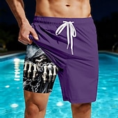economico Retro Vintage &amp; Etica-Per uomo Teschio La Morte Scheletro Pantaloncini foderati Pantaloncini da bagno 2 in 1 Costumi da bagno Pantaloncini da bagno Misura del girovita medio Stile gotico oscuro Casuale Vacanza al Mare