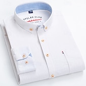 economico Camicie Button Down da uomo-Per uomo Camicia Camicia di lino Camicia elegante Camicia button-down Blocco di colori Quotidiano Affari Blu Blu chiaro Bianco Rosso Manica Lunga Collo ripiegato Tutte le stagioni Abbigliamento