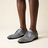 voordelige Derby Schoenen-Grijze veterschoenen van imitatieleer voor heren, formele zakelijke en kantoorschoenen voor mannen