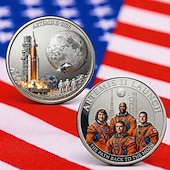  Gedenkmünze zur Artemis-II-Mondmission, Sammlermünze für Weltraumbegeisterte, Silbermünzen zur Mondlandung für die Heimdekoration, für Sammler und Astronomie-Fans