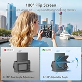 levne Digitální fotoaparát-8k digitální fotoaparát pro fotografování, 88mp wifi vlogovací kamera pro YouTube, 18x zoom, 180° otočný displej, kompaktní fotoaparát s 64GB SD kartou, přenosný kompaktní fotoaparát typu "point and