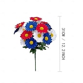 cheap U.S. 250th Anniversary-3Pcs 250th Anniversary Artificial Chrysanthemums &amp; Rose Flowers, Reusable Plastic Flowers for American Independence Day Decorations, 4th of July Party Decor, Home &amp; Garden Centerpieces