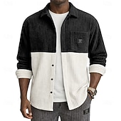 baratos camisa de botão masculina-Homens Camisa Social Camisa casual Camiseta de Veludo camisa de botão Preto Vinho Azul Marinha Caqui Cinzento Manga Longa Tecido Colarinho de Camisa Casual Diário Bolso frontal Roupa Elegante Moda