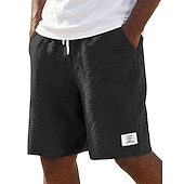 voordelige Klassiek-Voor heren Korte broek Linnen korte broek Zomer korte broeken Strandshorts Trekkoord Elastische taille Effen Comfort Ademend Knielengte Dagelijks Buiten Feestdagen Vakantie Modieus blauw Zwart