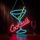 levne Dekorativní světla-Neonový LED nápis pro koktejlový bar, nastavitelný jas napájený přes USB, svítící párty světlo pro vnitřní bary, restaurace, hospody, salónky, domácí bary, noční kluby, jídelny, párty a ambientní