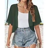 billige bryllup gjesteomslag-Sjal til kvinner Shrug Mors wraps Brudeomslag Bryllupsgjestens wraps Elegant damer Formell Stil Kortermet Chiffon Bryllup Wrap Med Ren Farge Til Daglig Vår sommer