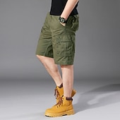 abordables Classique-Homme Pantalon cargo Shorts cargo Shorts Short décontracté Multi-poches Uni Couleur Pleine Séchage Rapide Longueur Genou Extérieur Salle de sport Entraînement Sports Sportif Noir Vert Non Elastique
