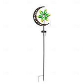 preiswerte Bodenlichter-Solarbetriebener Mond-Windspinner aus Metall, Gartenstecker, Außendekoration, Windräder, wasserdicht, Landschafts- und Wegbeleuchtung, 1 Stück