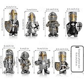 abordables Accessoires et plus-Lot de 8 nains de jardin chevaliers décoratifs, sculptures médiévales amusantes, statues de gardes militaires, décoration extérieure pour jardin ou pelouse, en résine, cadeau pour la fête des pères